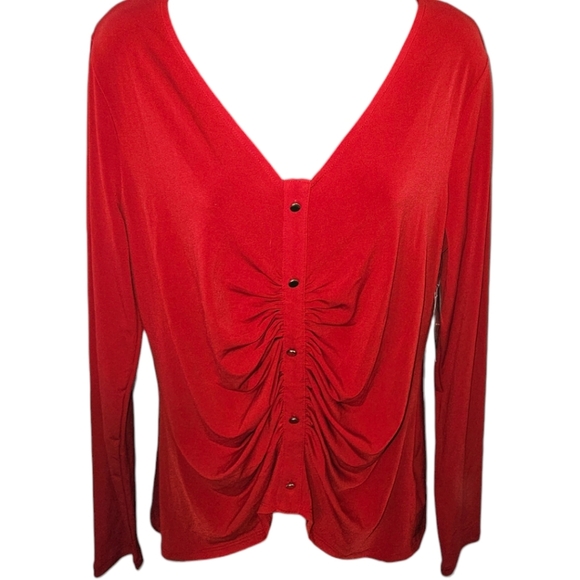 NWT INC International Concepts Ruched Long Sleeve Top - Picture 1 of 3